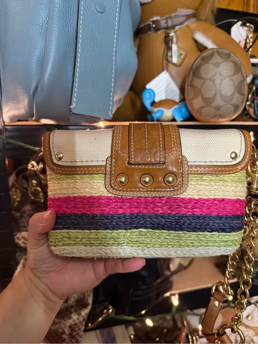 Coach Bleecker Tattersall Lining Clutch Wristlet